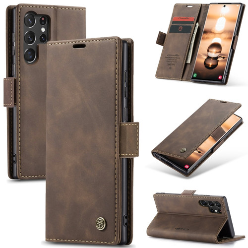 Samsung Galaxy S24 Ultra 5G CaseMe 013 Multifunctional Horizontal Flip Leather Phone Case - Coffee