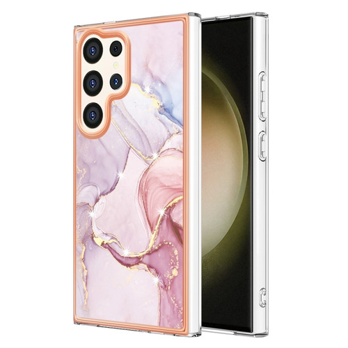 Samsung Galaxy S24 Ultra 5G Electroplating Marble Dual-side IMD Phone Case - Rose Gold 005