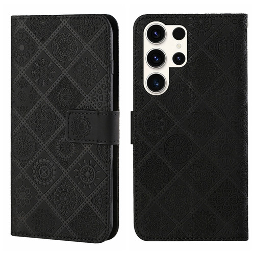 Samsung Galaxy S24 Ultra 5G Ethnic Style Embossed Pattern Leather Phone Case - Black