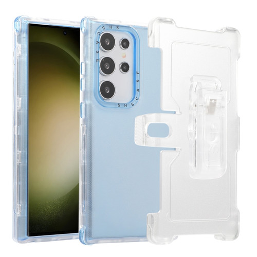 Samsung Galaxy S24 Ultra 5G Frosted PC+TPU Phone Case with Back Clip - Sky Blue