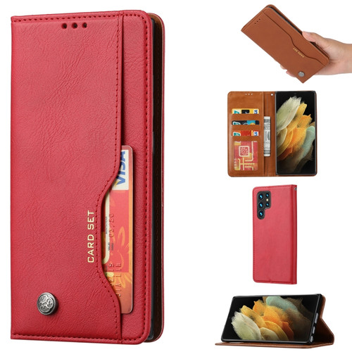 Samsung Galaxy S24 Ultra 5G Knead Skin Texture Flip Leather Phone Case - Red