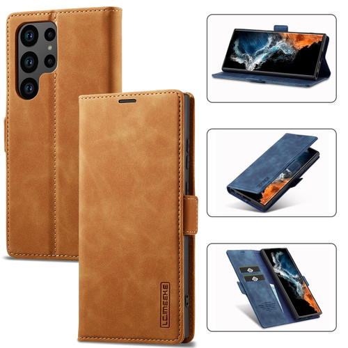 Samsung Galaxy S24 Ultra 5G LC.IMEEKE Strong Magnetism Microfiber Leather Phone Case - Brown