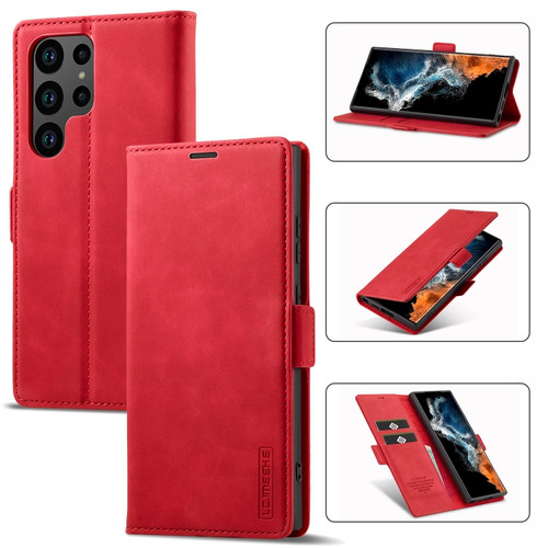 Samsung Galaxy S24 Ultra 5G LC.IMEEKE Strong Magnetism Microfiber Leather Phone Case - Red