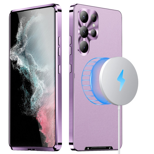 Samsung Galaxy S24 Ultra 5G MagSafe Magnetic Plain Metal Phone Case - Purple