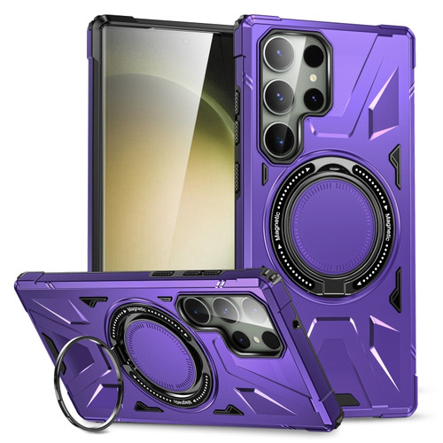 Samsung Galaxy S24 Ultra 5G MagSafe Magnetic Shockproof Phone Case with Ring Holder - Purple