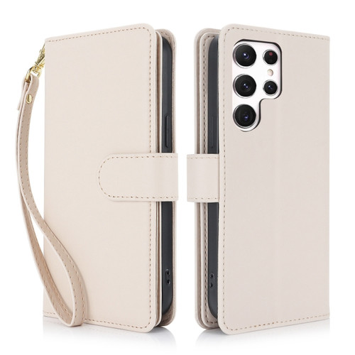 Samsung Galaxy S24 Ultra 5G Multi-Card Wallet RFID Leather Phone Case - Apricot