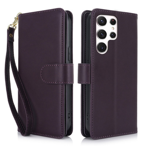 Samsung Galaxy S24 Ultra 5G Multi-Card Wallet RFID Leather Phone Case - Dark Purple