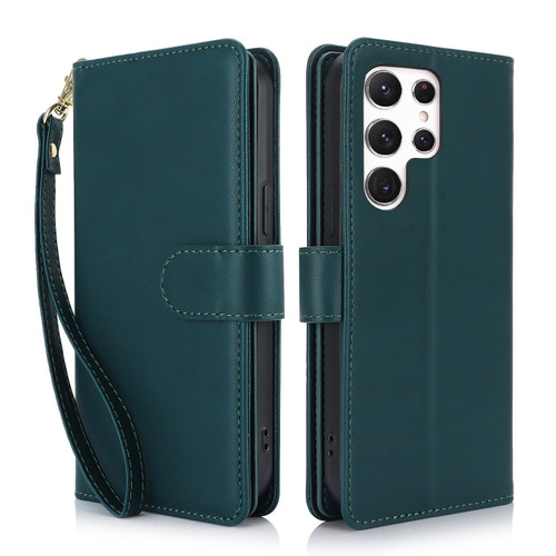 Samsung Galaxy S24 Ultra 5G Multi-Card Wallet RFID Leather Phone Case - Green