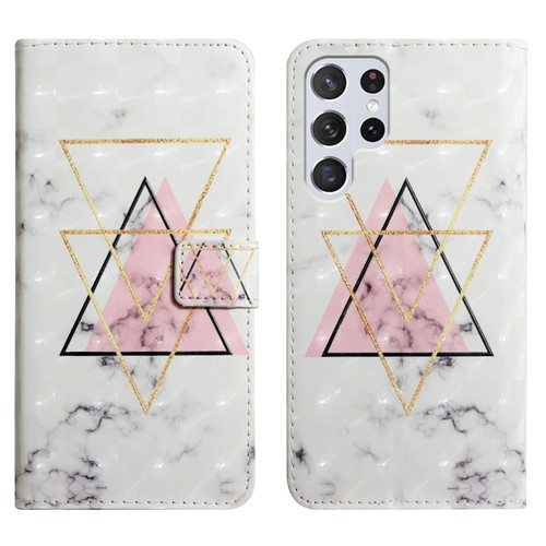 Samsung Galaxy S24 Ultra 5G Oil Embossed 3D Drawing Leather Phone Case - Triangular Marble