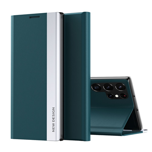 Samsung Galaxy S24 Ultra 5G Side Electroplated Adsorption Leather Phone Case - Indigo