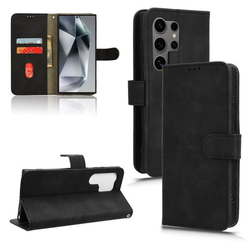 Samsung Galaxy S24 Ultra 5G Skin Feel Magnetic Flip Leather Phone Case - Black