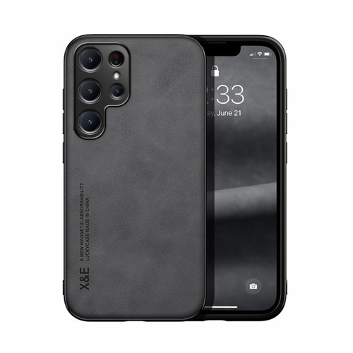 Samsung Galaxy S24 Ultra 5G Skin Feel Magnetic Leather Back Phone Case - Dark Grey