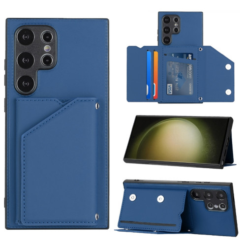 Samsung Galaxy S24 Ultra 5G Skin Feel PU + TPU + PC Card Slots Phone Case - Royal Blue