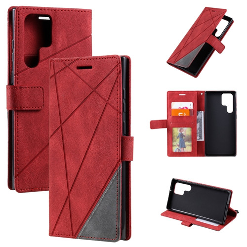 Samsung Galaxy S24 Ultra 5G Skin Feel Splicing Horizontal Flip Leather Phone Case - Red