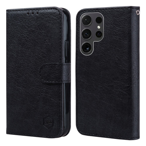 Samsung Galaxy S24 Ultra 5G Skin Feeling Oil Leather Texture PU + TPU Phone Case - Black