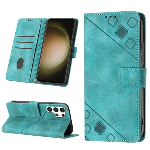 Samsung Galaxy S24 Ultra 5G Skin-feel Embossed Leather Phone Case - Green