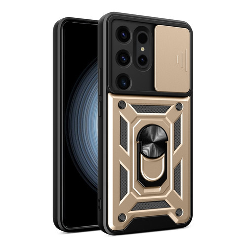 Samsung Galaxy S24 Ultra 5G Sliding Camera Cover Design TPU+PC Phone Case - Gold