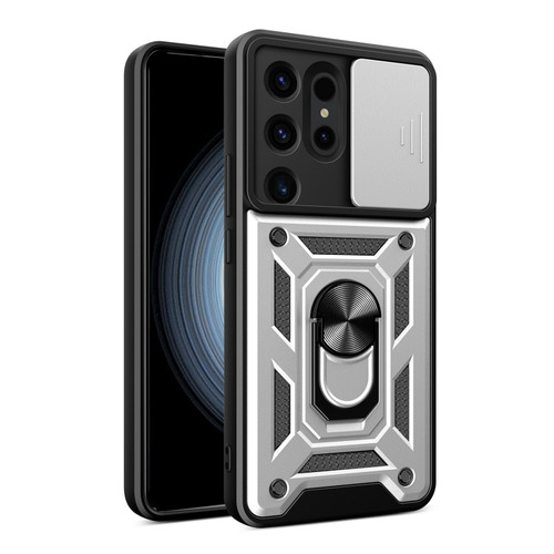 Samsung Galaxy S24 Ultra 5G Sliding Camera Cover Design TPU+PC Phone Case - Silver