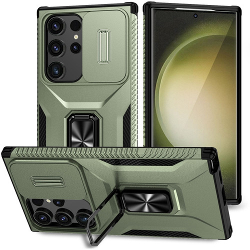 Samsung Galaxy S24 Ultra 5G Sliding Camshield Holder Phone Case - Alpine Green