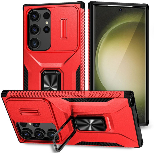 Samsung Galaxy S24 Ultra 5G Sliding Camshield Holder Phone Case - Red