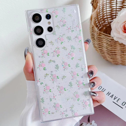 Samsung Galaxy S24 Ultra 5G Spring Garden Epoxy TPU Phone Case - F05 Pink and White Flowers