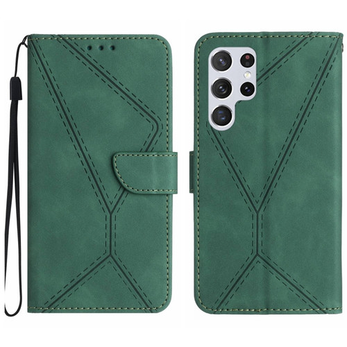Samsung Galaxy S24 Ultra 5G Stitching Embossed Leather Phone Case - Green