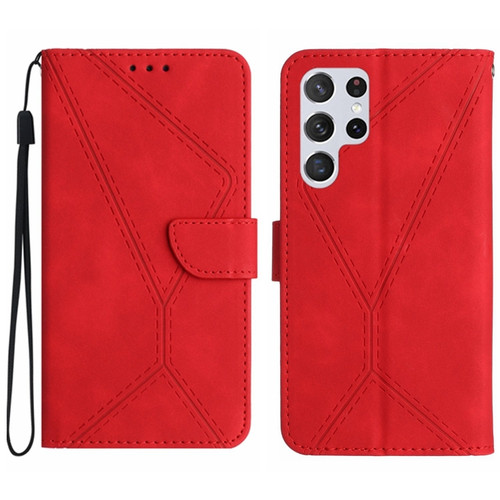 Samsung Galaxy S24 Ultra 5G Stitching Embossed Leather Phone Case - Red