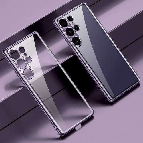 Samsung Galaxy S24 Ultra 5G SULADA Electroplating TPU Transparent Phone Case - Purple