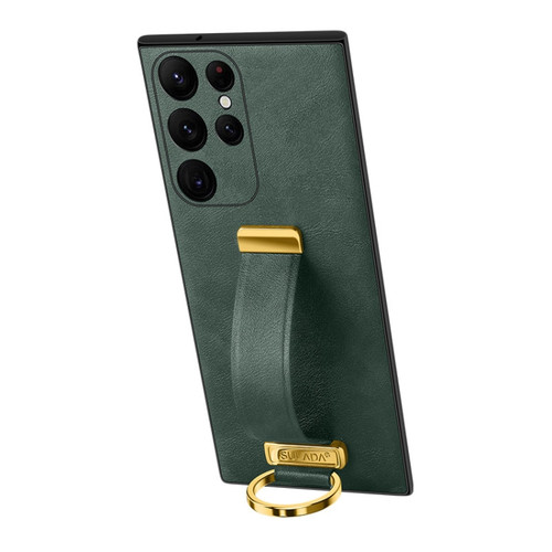 Samsung Galaxy S24 Ultra 5G SULADA PC + Leather Texture Skin Feel Shockproof Phone Case - Green