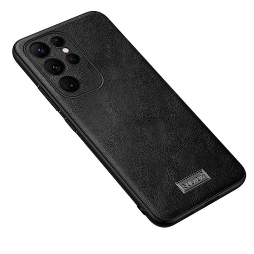 Samsung Galaxy S24 Ultra 5G SULADA Shockproof TPU + Handmade Leather Phone Case - Black