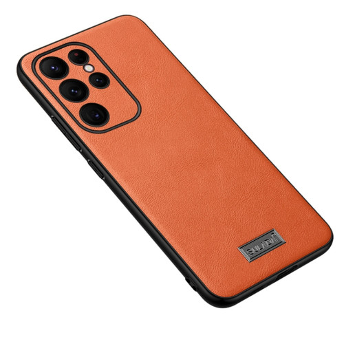 Samsung Galaxy S24 Ultra 5G SULADA Shockproof TPU + Handmade Leather Phone Case - Orange