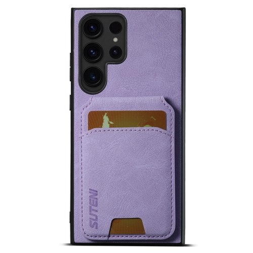 Samsung Galaxy S24 Ultra 5G Suteni H02 Litchi Leather Card Wallet Stand Back Phone Case - Purple