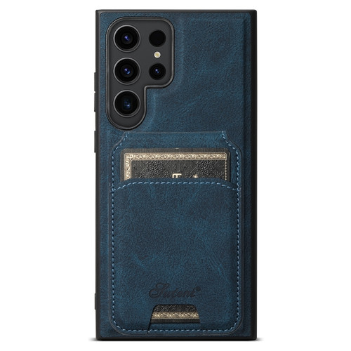 Samsung Galaxy S24 Ultra 5G Suteni H16 Litchi Texture Leather Detachable Wallet Back Phone Case - Blue