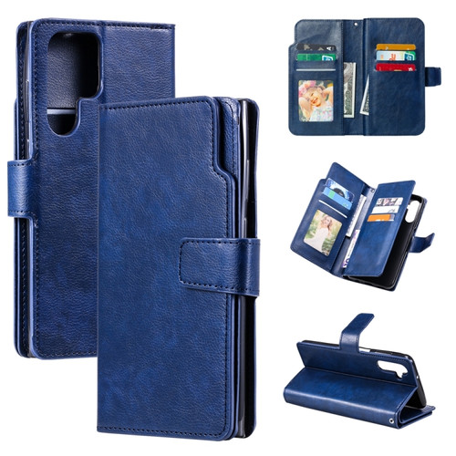 Samsung Galaxy S24 Ultra 5G Tri-Fold 9-Card Wallets Leather Phone Case - Blue