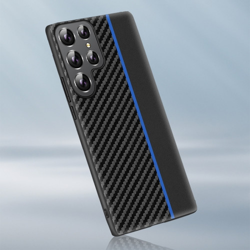 Samsung Galaxy S24 Ultra 5G Ultra-thin Carbon Fiber Texture Splicing Phone Case - Blue