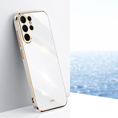 Samsung Galaxy S24 Ultra 5G XINLI Straight Edge 6D Electroplate TPU Phone Case - White