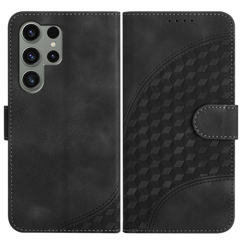Samsung Galaxy S24 Ultra 5G YX0060 Elephant Head Embossed Phone Leather Case with Lanyard - Black