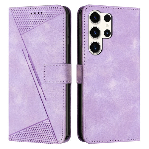 Samsung Galaxy S24 Ultra Dream Triangle Leather Phone Case with Long Lanyard - Purple