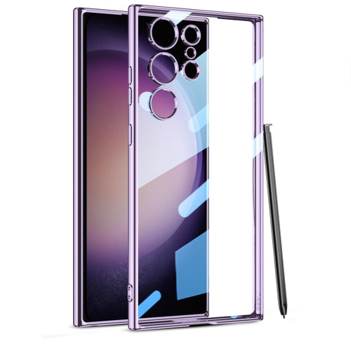Samsung Galaxy S24 Ultra GKK Plating Transparent TPU Phone Case, Without pen - Purple
