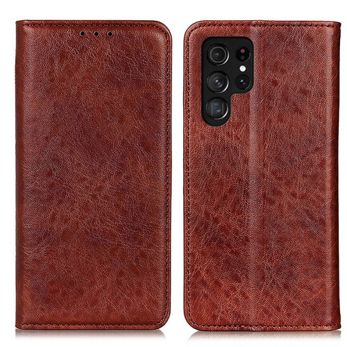 Samsung Galaxy S24 Ultra Magnetic Crazy Horse Texture Leather Phone Case - Brown