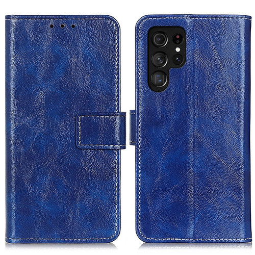 Samsung Galaxy S24 Ultra Retro Crazy Horse Texture Leather Phone Case - Blue