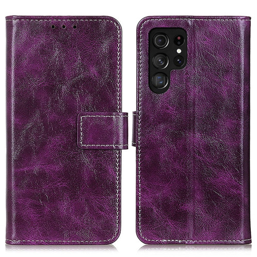 Samsung Galaxy S24 Ultra Retro Crazy Horse Texture Leather Phone Case - Purple