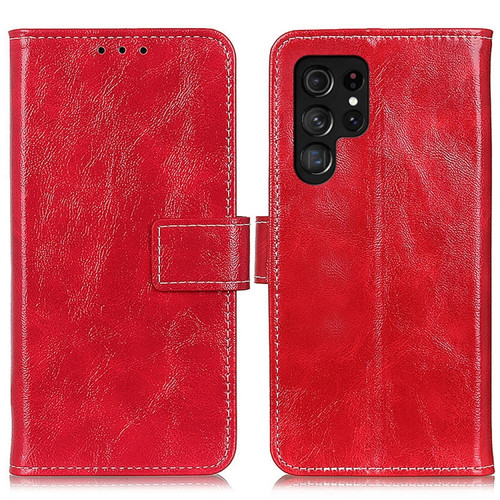 Samsung Galaxy S24 Ultra Retro Crazy Horse Texture Leather Phone Case - Red