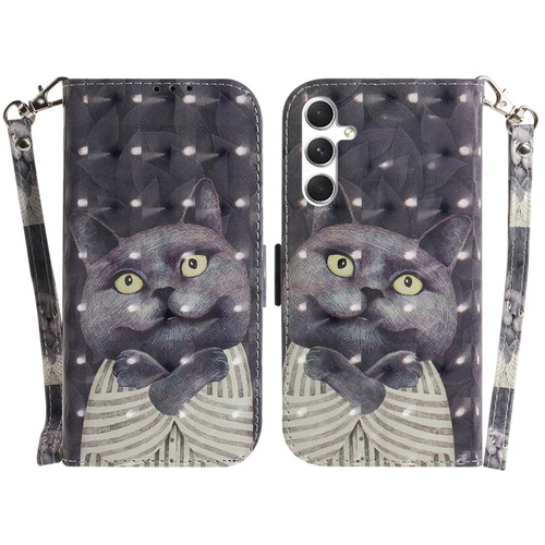 Samsung Galaxy S24+ 5G 3D Colored Horizontal Flip Leather Phone Case - Hug Cat