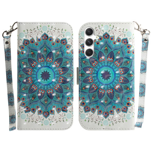 Samsung Galaxy S24+ 5G 3D Colored Horizontal Flip Leather Phone Case - Peacock Wreath