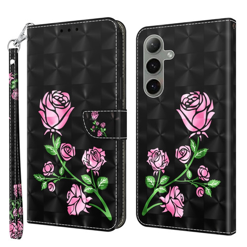Samsung Galaxy S24+ 5G 3D Painted Leather Phone Case - Rose