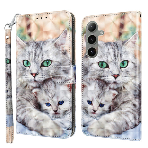 Samsung Galaxy S24+ 5G 3D Painted Leather Phone Case - Two Loving Cats