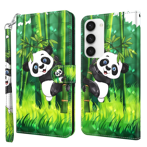 Samsung Galaxy S24+ 5G 3D Painting Pattern Flip Leather Phone Case - Bamboo Panda