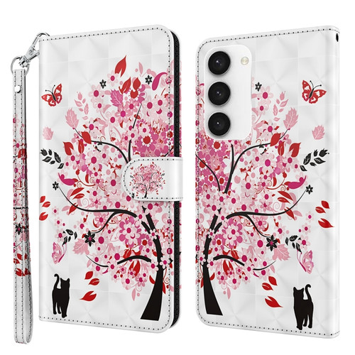 Samsung Galaxy S24+ 5G 3D Painting Pattern Flip Leather Phone Case - Cat Under The Tree