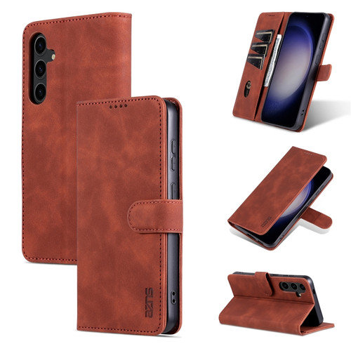 Samsung Galaxy S24+ 5G AZNS Skin Feel Calf Texture Flip Leather Phone Case - Brown